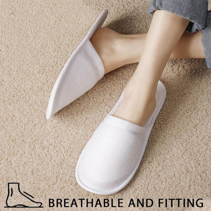 Disposable Slippers For Guests, Bulk White Slipper Pack For Hotel, Spa, Travel, Shoeless Home, Fits up to Adult