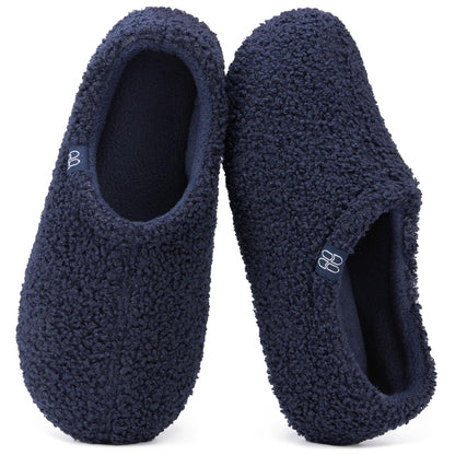 HomeTop Women's Fuzzy Curly Fur Fleece Lining Memory Foam Loafer Slippers