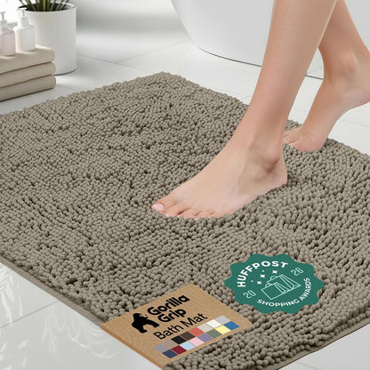 GORILLA GRIP Bath Rug Mat for Bathroom, Absorbent Chenille 24x17 Sage Green
