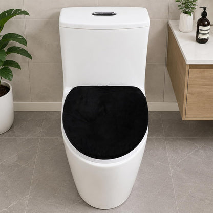 Microfiber Black Toilet Seat Cover, Soft and Absorbent Toilet Seat Lid Cover, Machine Washable Black Toilet Lid Covers for Bathroom Fits Most Size Toilet Lids