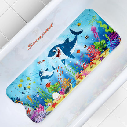 Secopad Bathtub Mat Non Slip, Cute Tub Mat, 40" x 16", Blue Sea Animals