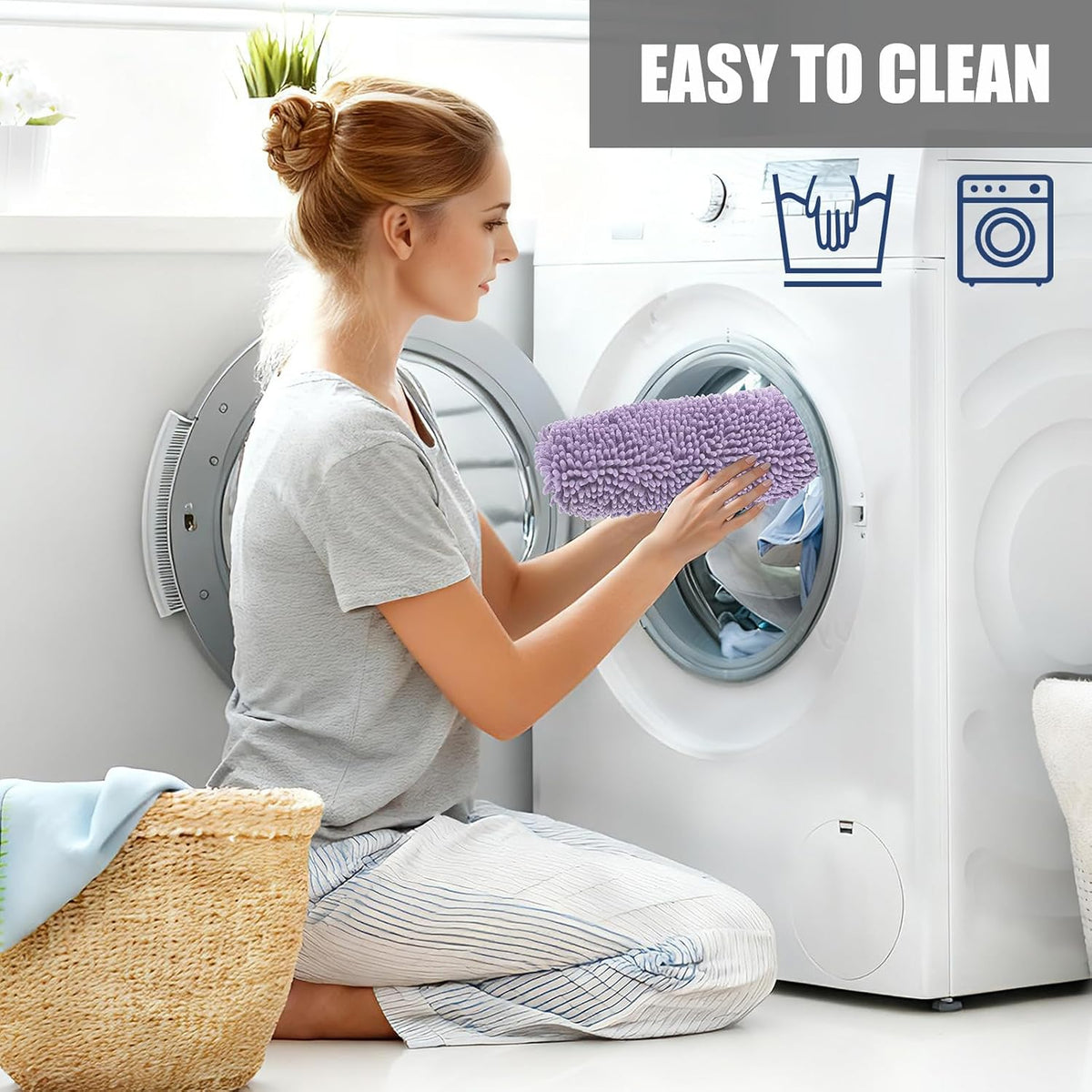 Soft Chenille Toilet Lid Cover 19.5L" x 18.5W" Machine Washable