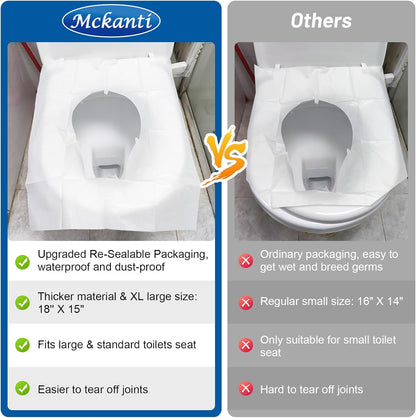 Mckanti Toilet Seat Covers Disposable - 120 Pack XL Flushable Paper Toilet Seat Covers for Adults Kids Potty Training, Biodegradable Travel Essential Accessories for Public Restrooms Airplane Camping