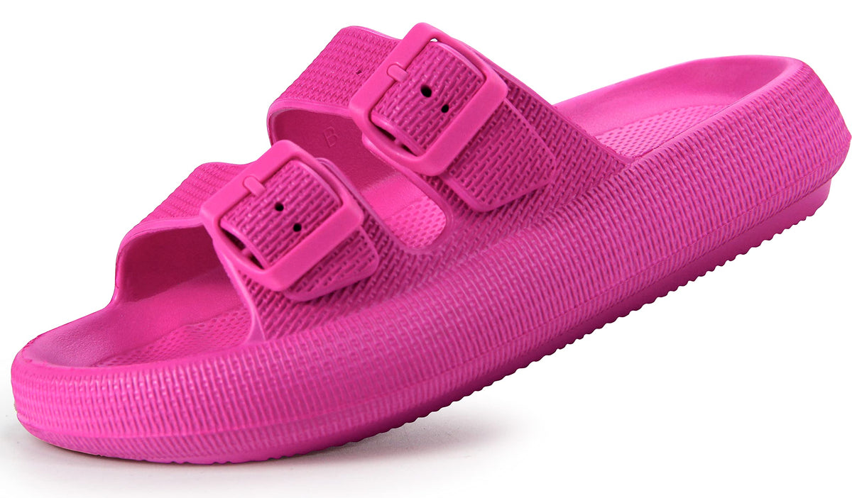Weweya Sandals for Women Men Pillow Slippers Double Buckle Flat Slides