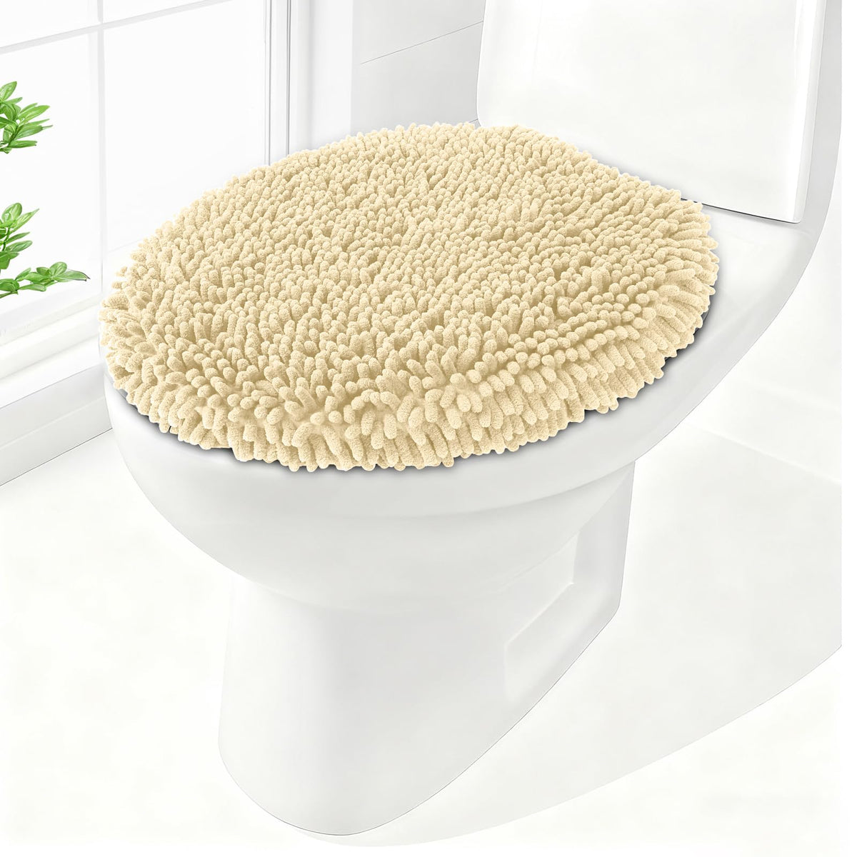 Soft Chenille Toilet Lid Cover 19.5L" x 18.5W" Machine Washable