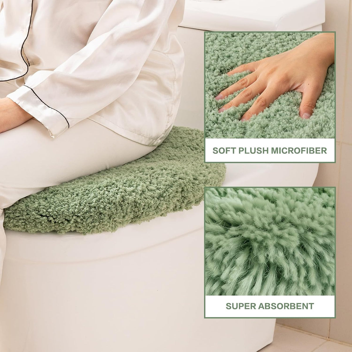 Microfiber Elongated Toilet Seat Cover, 19.5"x15" Machine Washable