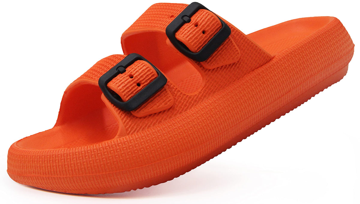 Weweya Sandals for Women Men Pillow Slippers Double Buckle Flat Slides