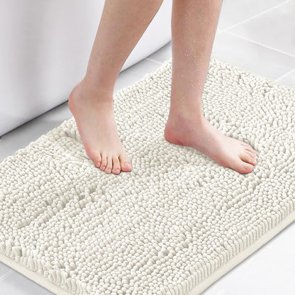 H.VERSAILTEX Bath Mat for Bathroom Non Slip Luxury Chenille Ultra Soft Bath Rugs 24x36 Absorbent Non Skid Shaggy Rugs Washable Dry Fast Plush Area Carpet Mats for Indoor, Bath Room, Tub - Black