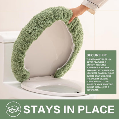 Microfiber Elongated Toilet Seat Cover, 19.5"x15" Machine Washable