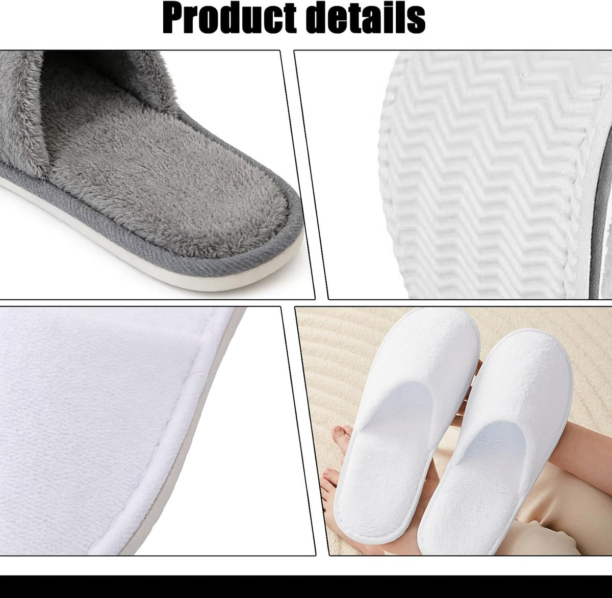 10 Pairs Disposable House Slippers for Guests, Cotton Spa Slippers Bulk
