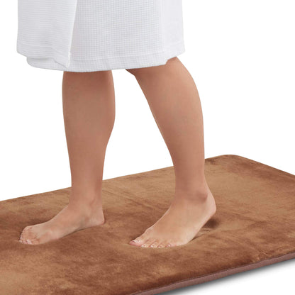 Memory Foam Bath Mat Non Slip Absorbent Super Cozy Velvet Bathroom Rug Carpet (17 inches X 24 inches, Grey)