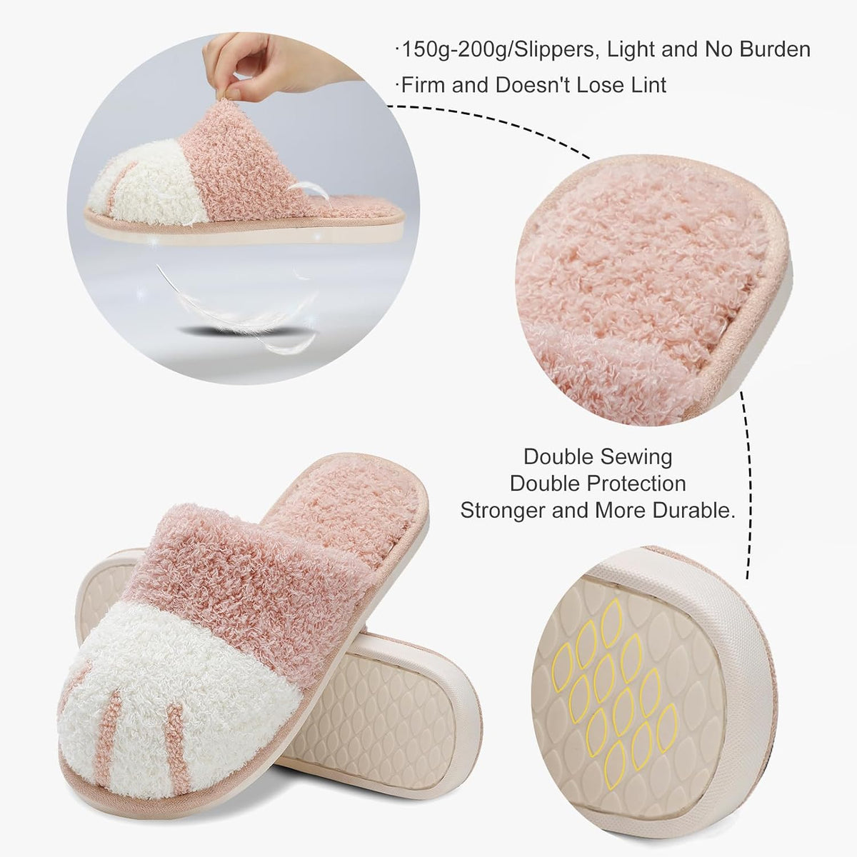 SINNO Cute Animal Slippers for Women Indoor Outdoor Memory Foam House Slipper Soft Warm Cozy Fuzzy Bedroom Non-Slip Shoes Christmas Gift ladies