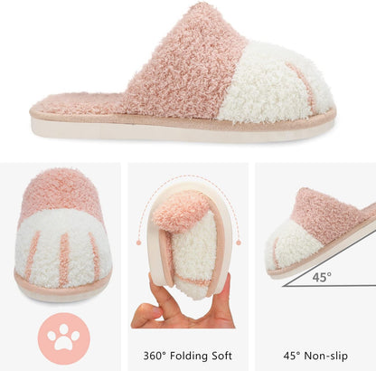 SINNO Cute Animal Slippers for Women Indoor Outdoor Memory Foam House Slipper Soft Warm Cozy Fuzzy Bedroom Non-Slip Shoes Christmas Gift ladies