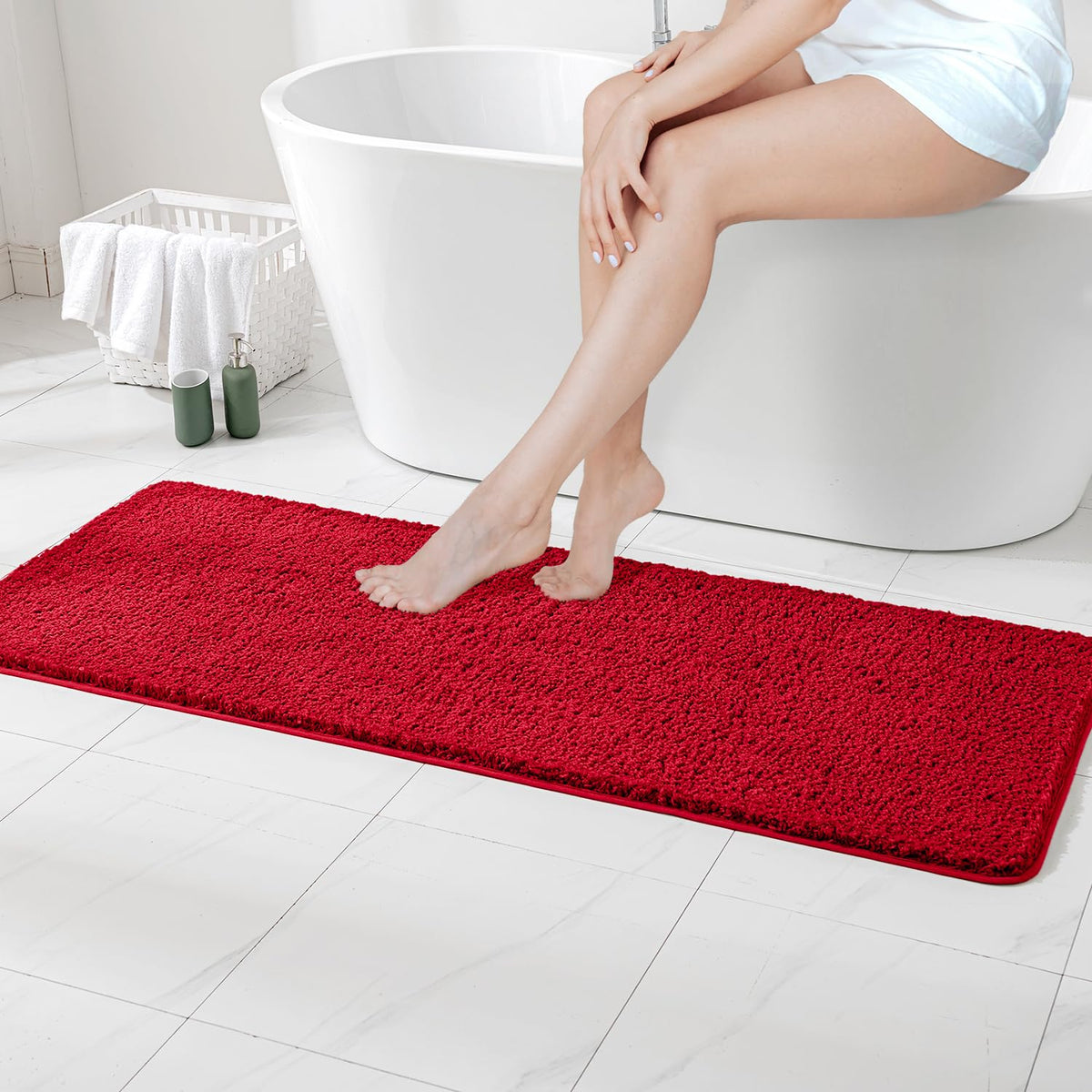 MIULEE Teal Bathroom Rugs Soft Small Microfiber Bath Mat 16x24 Inch