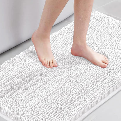 H.VERSAILTEX Navy Blue Bath Rug, Bath Mat Non Slip Bath Mats for Bathroom Floor, Bathroom Rug Extra Thick Chenille Rug 17" x 24" Absorbent Soft Shaggy Washable Dry Fast Plush Rugs for Bathtubs