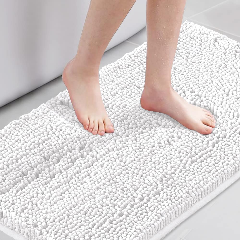 H.VERSAILTEX Bath Mat for Bathroom Non Slip Luxury Chenille Ultra Soft Bath Rugs 24x36 Absorbent Non Skid Shaggy Rugs Washable Dry Fast Plush Area Carpet Mats for Indoor, Bath Room, Tub - Black