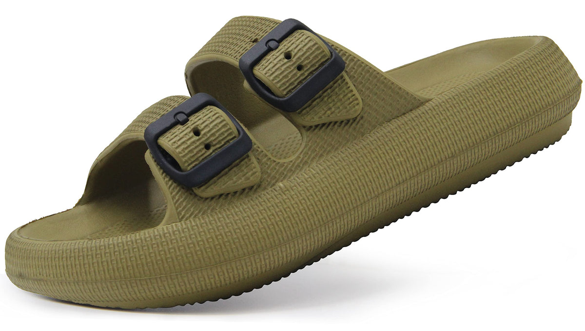 Weweya Sandals for Women Men Pillow Slippers Double Buckle Flat Slides