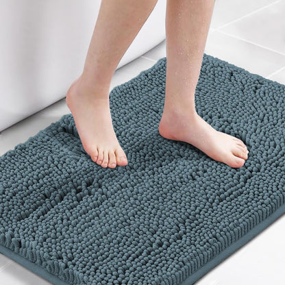H.VERSAILTEX Bath Mat for Bathroom Non Slip Luxury Chenille Ultra Soft Bath Rugs 24x36 Absorbent Non Skid Shaggy Rugs Washable Dry Fast Plush Area Carpet Mats for Indoor, Bath Room, Tub - Black