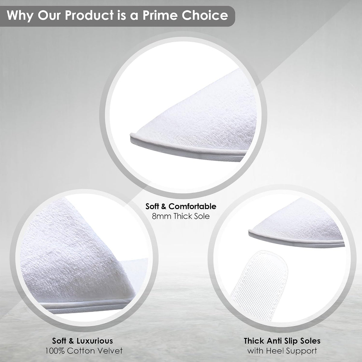 Indoor Spa Slippers 6–12 Pairs – Unisex Washable, Non-Slip Closed Toe Disposable Slippers for Guests, Bathroom, Bedroom, Hotel, House, Bride, Travel and Shoeless Home