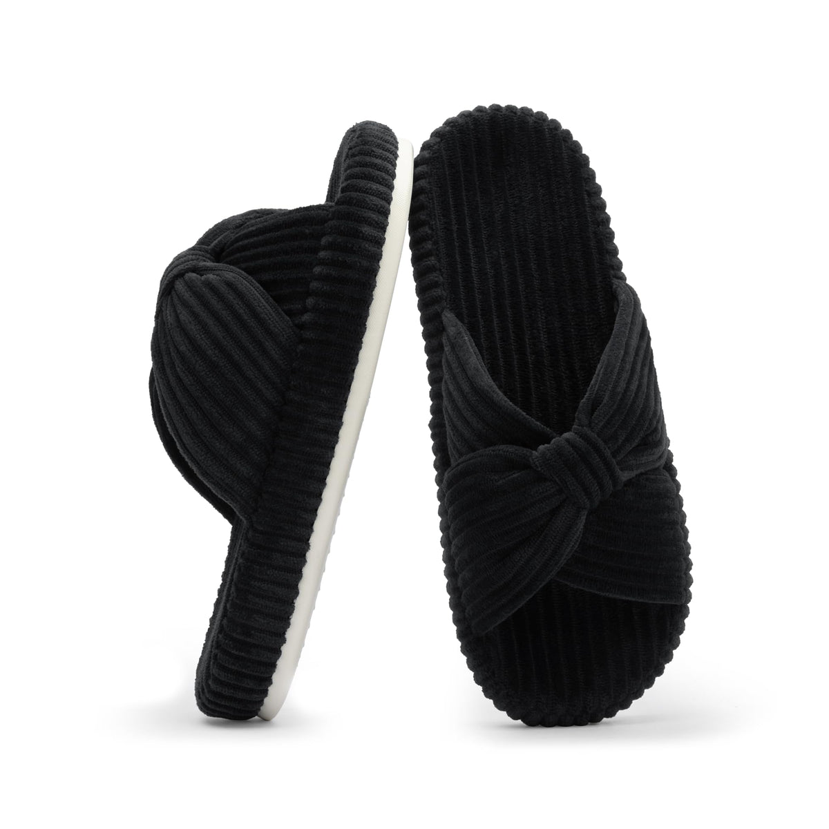 Chantomoo Slippers for Women Memory Foam House Bedroom Corduroy Bow Crossbands Slipper Shoes Comfy Trendy Gift Slippers
