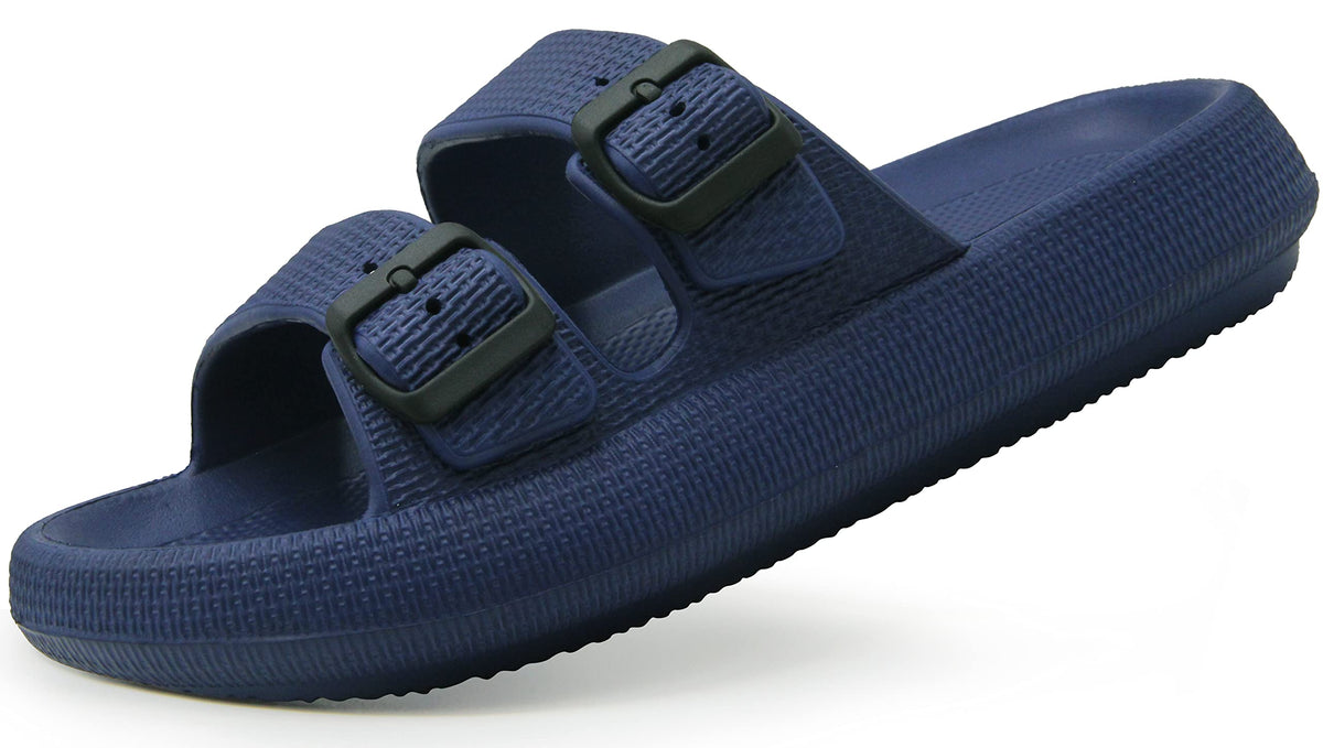 Weweya Sandals for Women Men Pillow Slippers Double Buckle Flat Slides