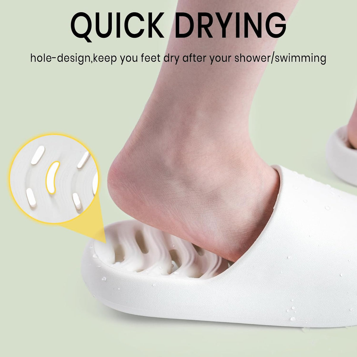 XIXITIAO Shower Shoes With Drain Holes,Non-Slip Shower Slippers for Women Men,Dry Quickly Bath Slippers,Indoor Home Bedroom Pool Spa Guest College Dorm Dorm Room