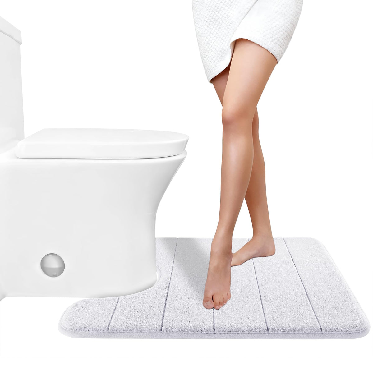 Yimobra Memory Foam Bath Mat, Super Soft Absorbent Bathroom Rug Non Slip, Quick Dry, Machine Washable Floor Carpet for Tub Shower, Home Decor Accessories, 24x17, Cream