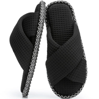 GOEWY Slippers for Women with Memory Foam Open toe House Bedroom Shoes