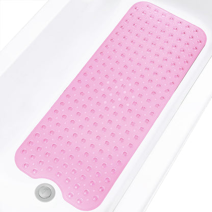 Bathtub and Shower Mats, Extra Long Non-Slip Bath Tub Mat 39 x 16 Inch, Machine Washable Bathmat with Suction Cups & Drain Holes for Bathroom Floor, White