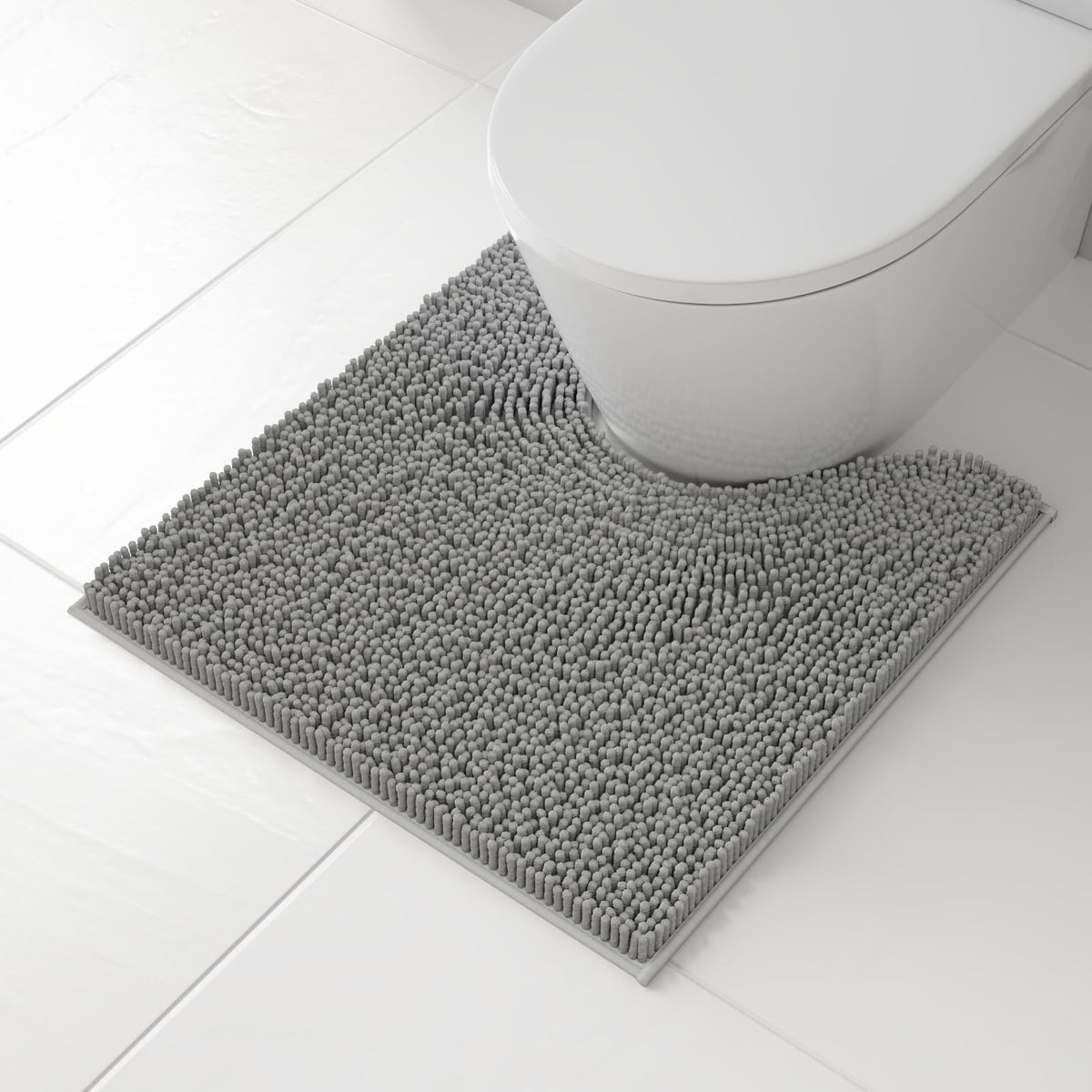 RUN HELIX Bathroom Toilet Lid Cover,Chenille Machine Washable Seat Covers, 17.5x15, Stays in Place Rubber Backing, Fits Most Round, Elongated and Oblong Lids, Accessories Decor, Blue