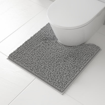 RUN HELIX Bathroom Toilet Lid Cover,Chenille Machine Washable Seat Covers, 17.5x15, Stays in Place Rubber Backing, Fits Most Round, Elongated and Oblong Lids, Accessories Decor, Blue