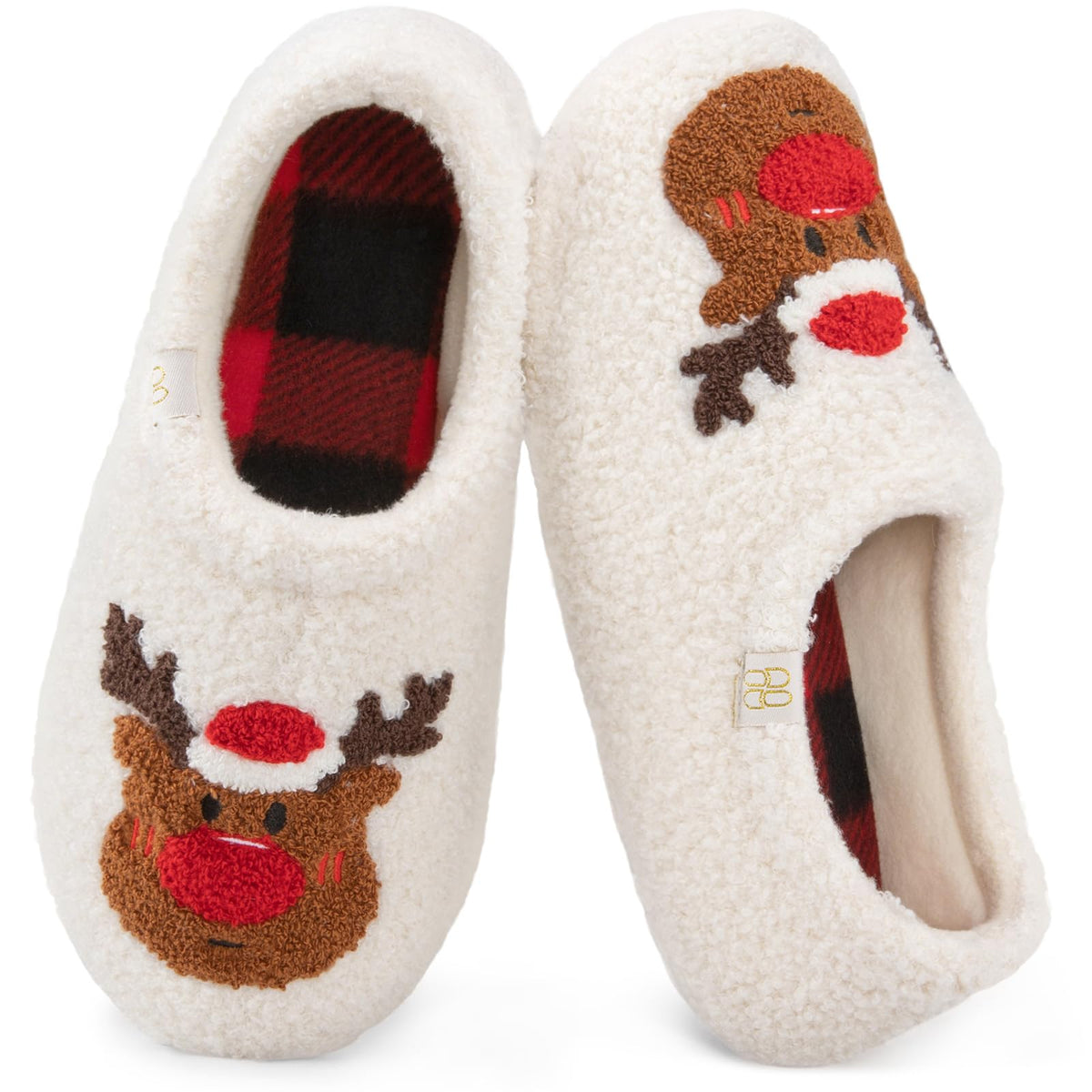 HomeTop Women's Fuzzy Curly Fur Fleece Lining Memory Foam Loafer Slippers