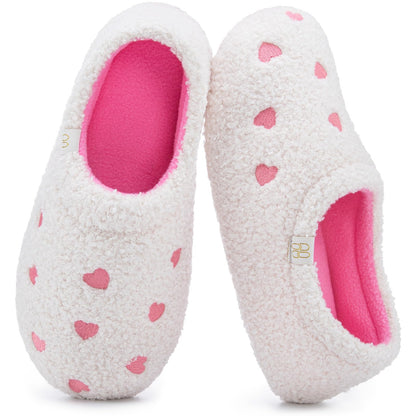 HomeTop Women's Fuzzy Curly Fur Fleece Lining Memory Foam Loafer Slippers