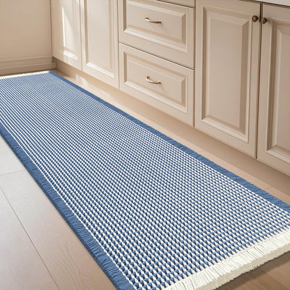 IM HOME Waffle Bath Mat Set 2 Piece Olive Green,Woven Modern Bath Rug Mats, Absorbent Non Slip Bath Floor Mat, Soft Washable Boho Bath Rugs with Tassels for Bathroom, Bedroom, Kitchen,Tub