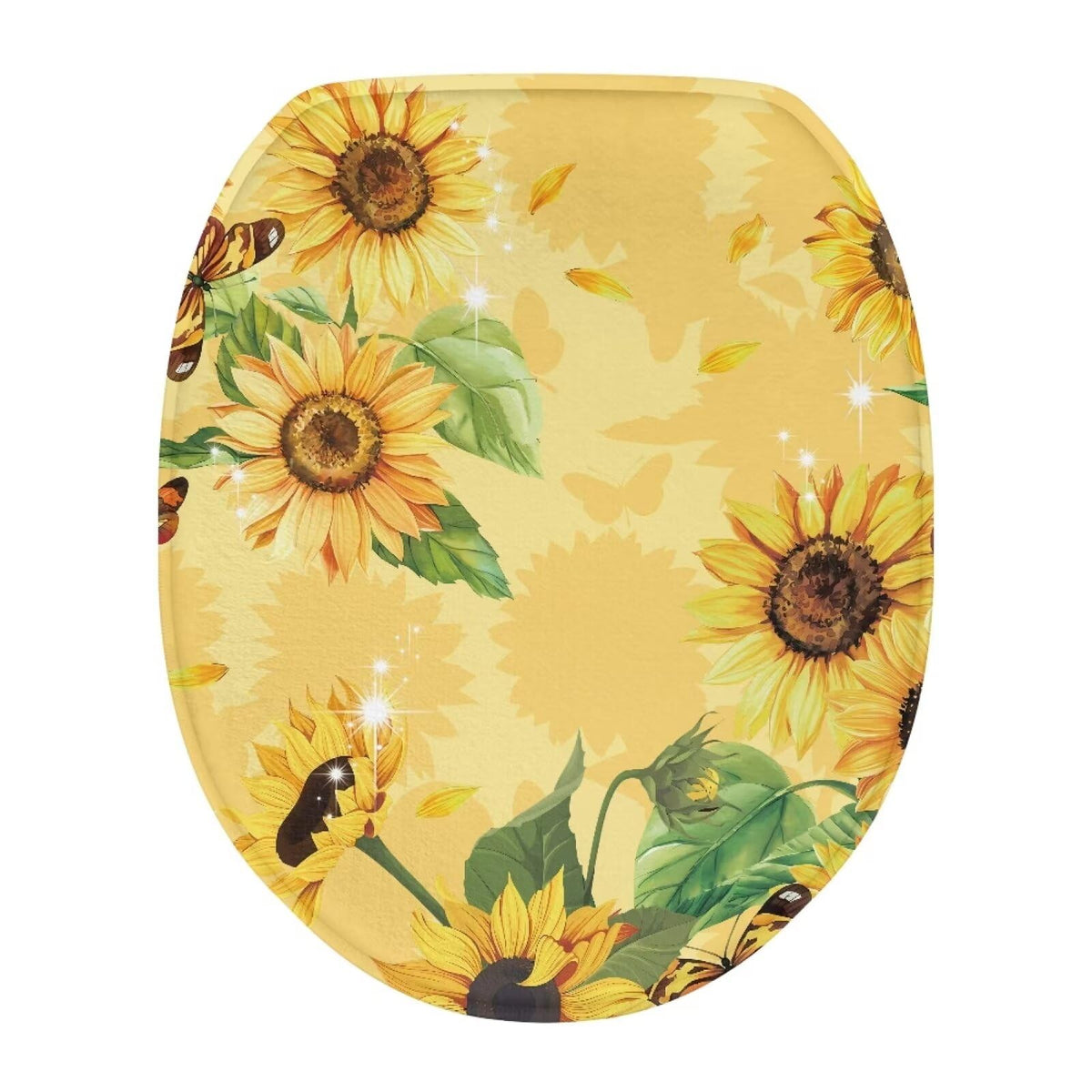 Toilet Lid Covers for Bathroom Elongated Cat Irises Thick Toilet Seat Lid Cover Elongated Oval Round Soft Fabric Toilet Seat Lid Cover with Elastic Edges Machine Washable