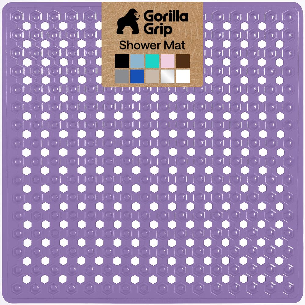 GORILLA GRIP Bath Tub Shower Mat, Bathtub Floor Liner, 35x16 Gray Opaque