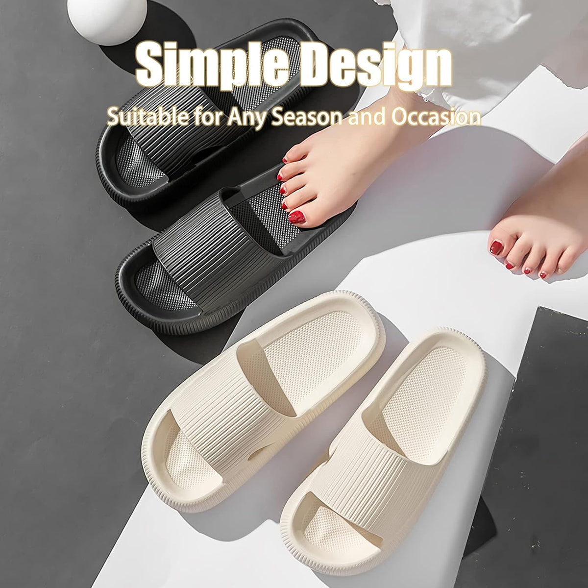 rosyclo Cloud Slippers for Women and Men Cushioned Thick Sole Slide Sandals