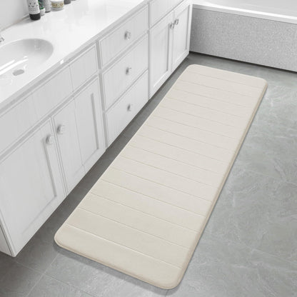 Yimobra Memory Foam Bath Mat, Super Soft Absorbent Bathroom Rug Non Slip, Quick Dry, Machine Washable Floor Carpet for Tub Shower, Home Decor Accessories, 24x17, Cream