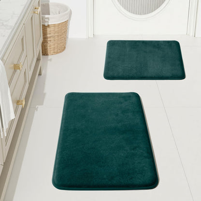 HUXMEYSON Bathroom Rugs Sets 3 Piece, Non-Slip & Quick Dry Bath Mat Set, Ultra Soft Velvet Bath Rugs for Bathroom, Toilet and Shower Floor, Grey