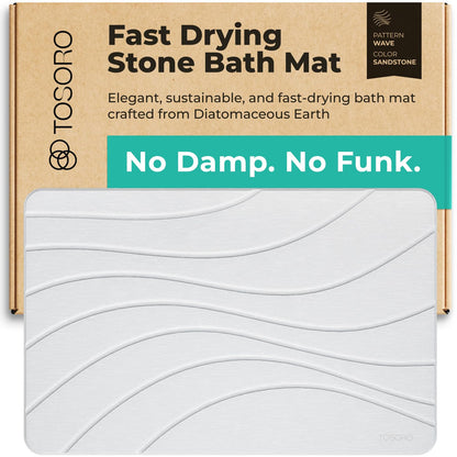 TOSORO - Stone Bath Mat Diatomaceous Earth Shower Mat Non-Slip Super Absorbent Diatomite Stone Bath Mats for Bathroom Floor Quick Drying Natural Easy to Clean (23.5 x 15) - Sandstone