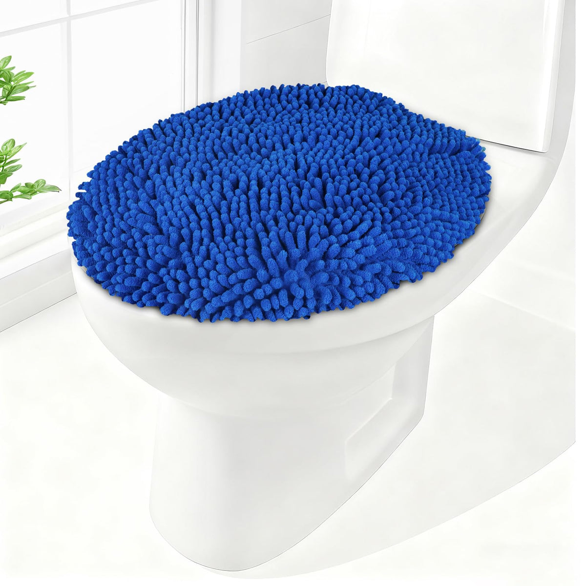 Soft Chenille Toilet Lid Cover 19.5L" x 18.5W" Machine Washable