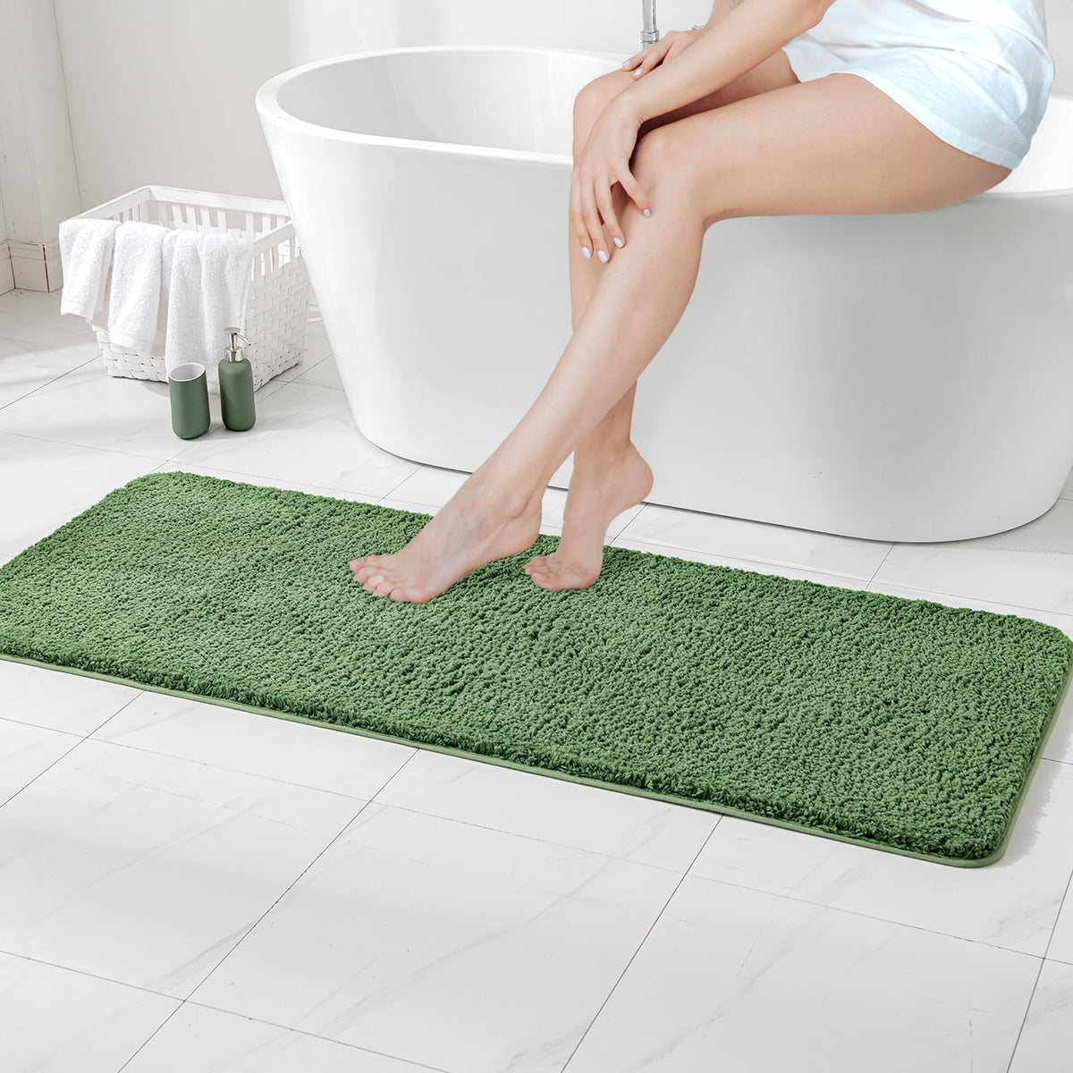 MIULEE Teal Bathroom Rugs Soft Small Microfiber Bath Mat 16x24 Inch