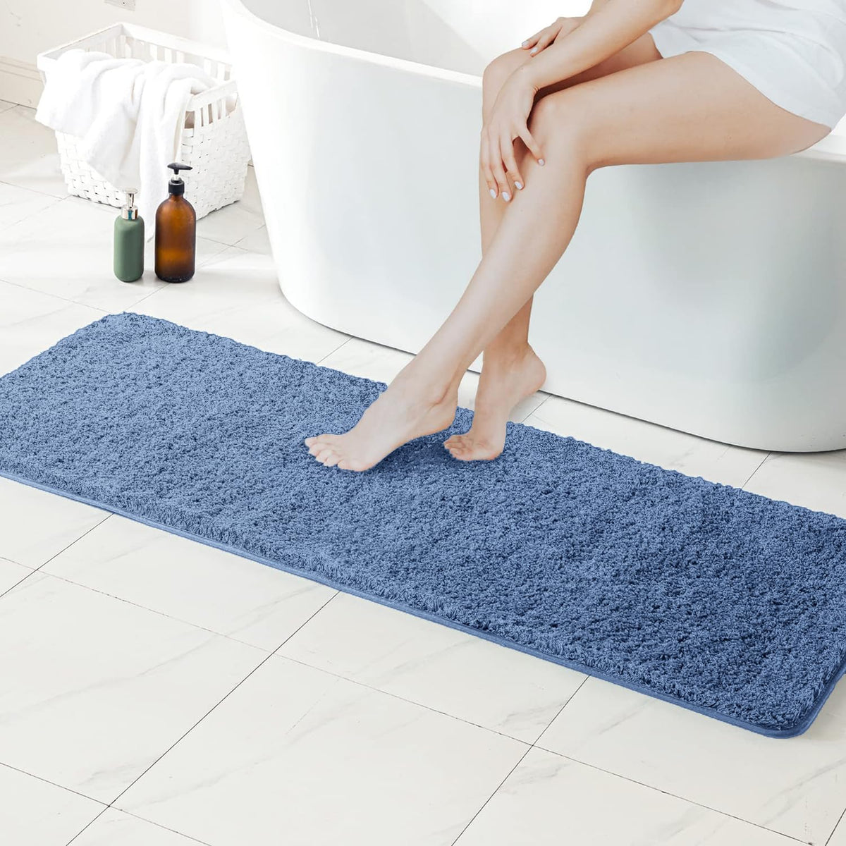 MIULEE Teal Bathroom Rugs Soft Small Microfiber Bath Mat 16x24 Inch