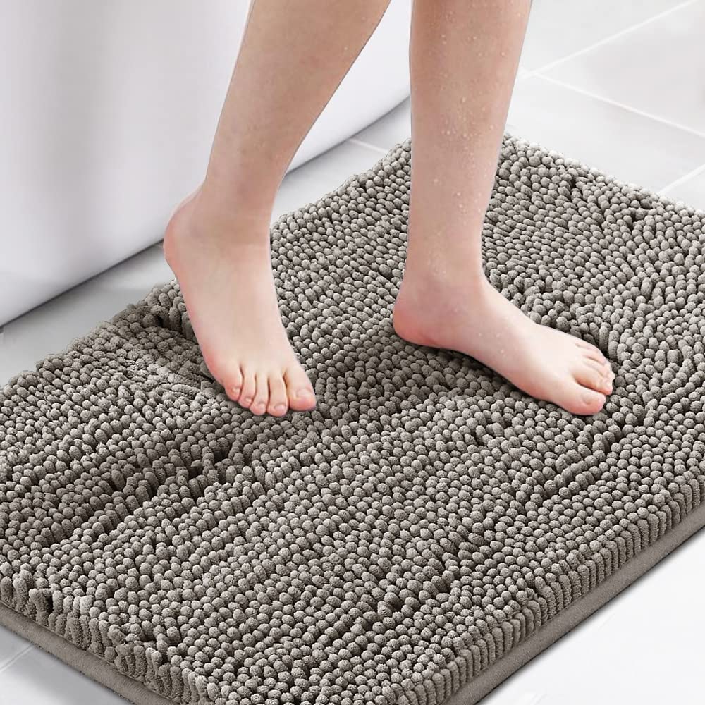 H.VERSAILTEX Bath Mat for Bathroom Non Slip Luxury Chenille Ultra Soft Bath Rugs 24x36 Absorbent Non Skid Shaggy Rugs Washable Dry Fast Plush Area Carpet Mats for Indoor, Bath Room, Tub - Black