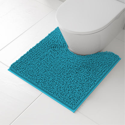 RUN HELIX Bathroom Toilet Lid Cover,Chenille Machine Washable Seat Covers, 17.5x15, Stays in Place Rubber Backing, Fits Most Round, Elongated and Oblong Lids, Accessories Decor, Blue