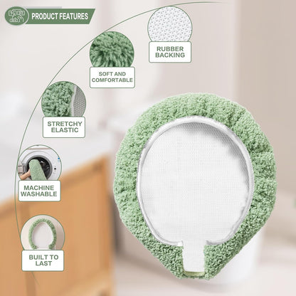 Microfiber Elongated Toilet Seat Cover, 19.5"x15" Machine Washable
