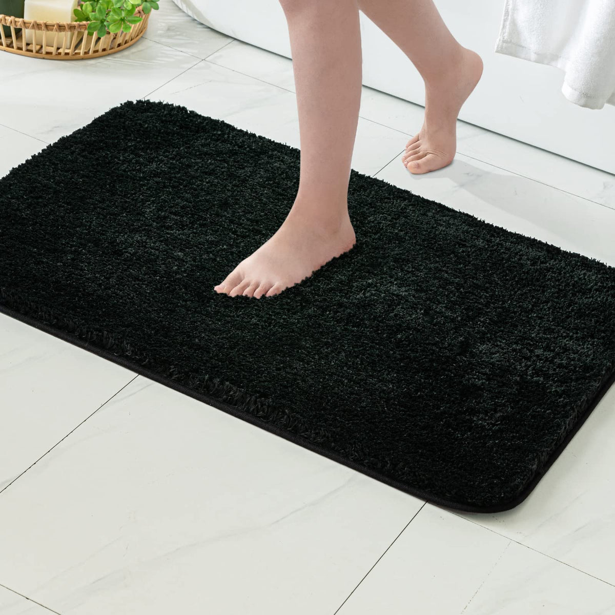 MIULEE Teal Bathroom Rugs Soft Small Microfiber Bath Mat 16x24 Inch