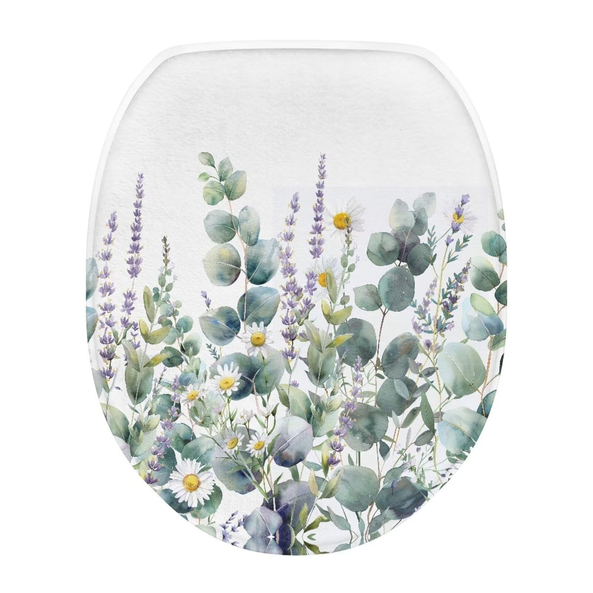 Purple Lavender Elongated Toilet Seat Cover Soft and Absorbent Fabric Toilet Lid Cover Oval Fits Most Standard Lids with Elastic Band for Bathroom Decor Accessories Protective