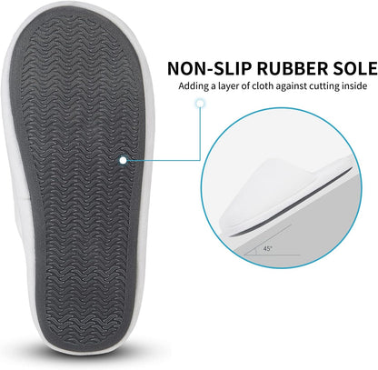 3-Pair Luxury Spa Slippers - Cotton Memory Foam Non-slip Closed Toe Washable Slippers for Hotel,Guest,Travel,Bride,Women and Men