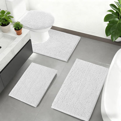 RUN HELIX Bathroom Toilet Lid Cover,Chenille Machine Washable Seat Covers, 17.5x15, Stays in Place Rubber Backing, Fits Most Round, Elongated and Oblong Lids, Accessories Decor, Blue